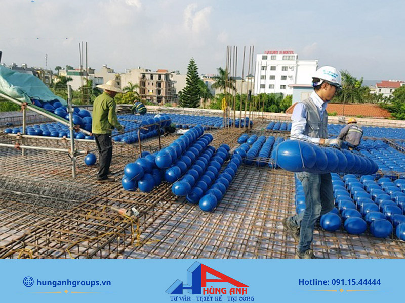 Cấu tạo sàn bóng (BubbleDeck) và quy trình thi công sàn bóng Khi thi công lắp đặt sàn bóng cần tính toán chính xác điểm chịu lực của sàn