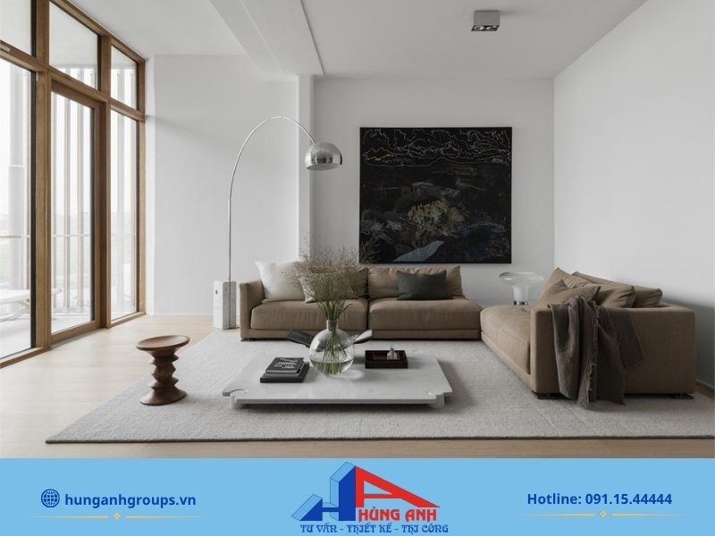 Thiết kế phòng khách chung cư đẹp, tiện nghi và tối ưu diện tích Thiết kế phòng khách Minimalism