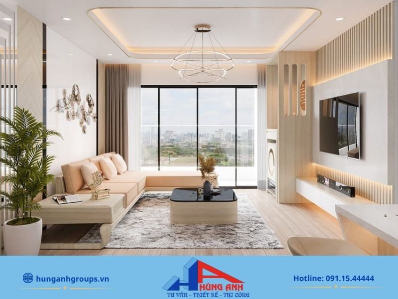 Thiết kế phòng khách chung cư đẹp, tiện nghi và tối ưu diện tích Thiết kế phòng khách chung cư hiện đại