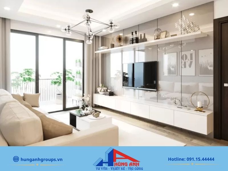 Thiết kế phòng khách chung cư đẹp, tiện nghi và tối ưu diện tích Ý tưởng thiết kế phòng khách chung cư đẹp