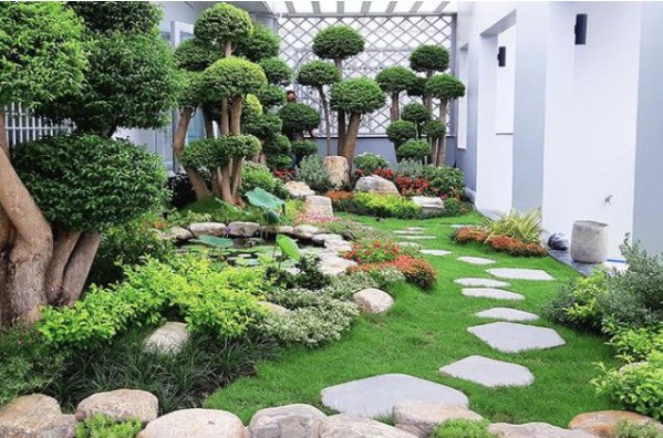 cách xếp đá sân vườn