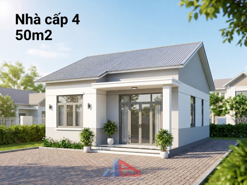 Chi phí xây nhà cấp 4 50m2 mái tôn tiết kiệm từ 300 triệu Mẫu nhà cấp 4 50m2 hiện đại, tối ưu công năng và tiết kiệm tối đa ngân sách thi công.