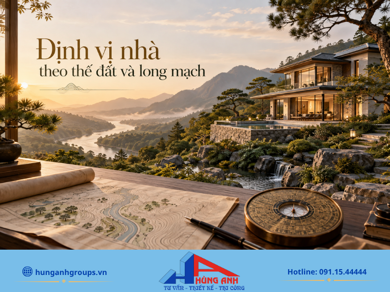 Định vị thế đất vuông vắn và long mạch chuẩn xác giúp ngôi nhà tích tụ vượng khí, tăng tuổi thọ công trình.