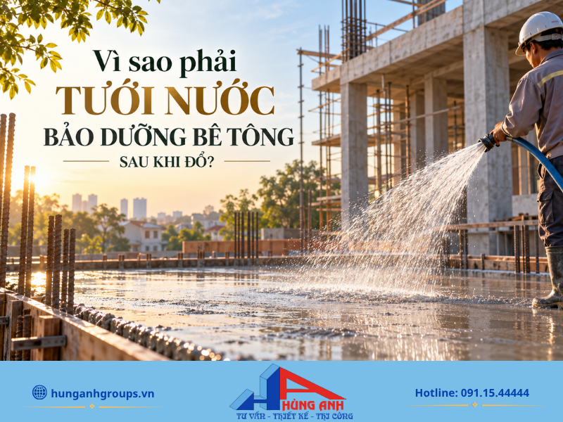 Tưới nước bảo dưỡng giúp duy trì độ ẩm để quá trình thủy hóa xi măng diễn ra liên tục, đảm bảo bê tông phát triển đúng cường độ thiết kế.