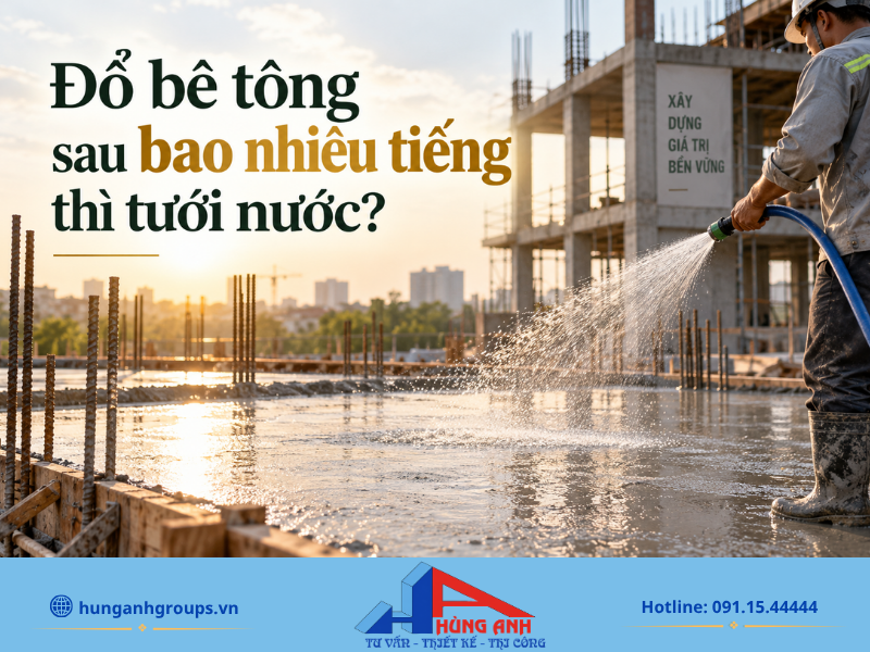 Tuyệt đối không tưới nước trực tiếp ngay sau khi đổ, mà cần chờ khoảng 1 đến 6 giờ để bề mặt bê tông se lại và đạt trạng thái ninh kết sơ bộ.