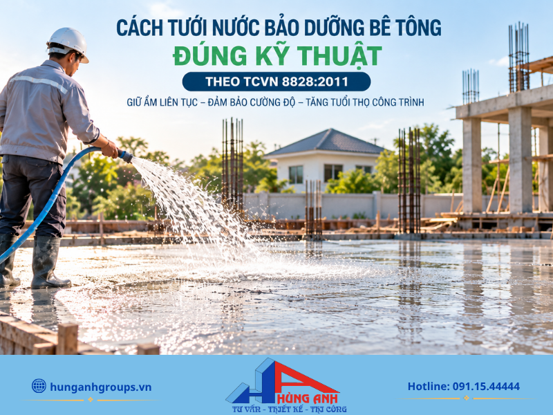 Sử dụng vòi phun sương, ngâm nước hoặc phủ vật liệu giữ ẩm là những phương pháp hiệu quả giúp duy trì độ ẩm bề mặt bê tông theo chuẩn TCVN 8828:2011.