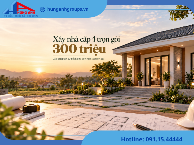 Xây nhà cấp 4 trọn gói 300 triệu