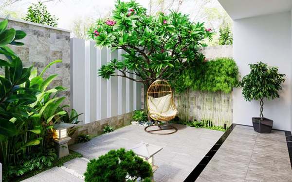 Thiết kế sân vườn kiểu nhật đẹp với hồ cá Koi, đá cuội, bonsai,đèn đá san vuon nho