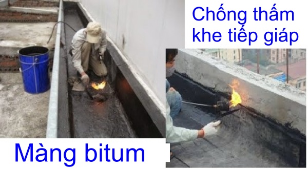 Chống thấm khe tiếp giáp giữa 2 nhà bằng bitum