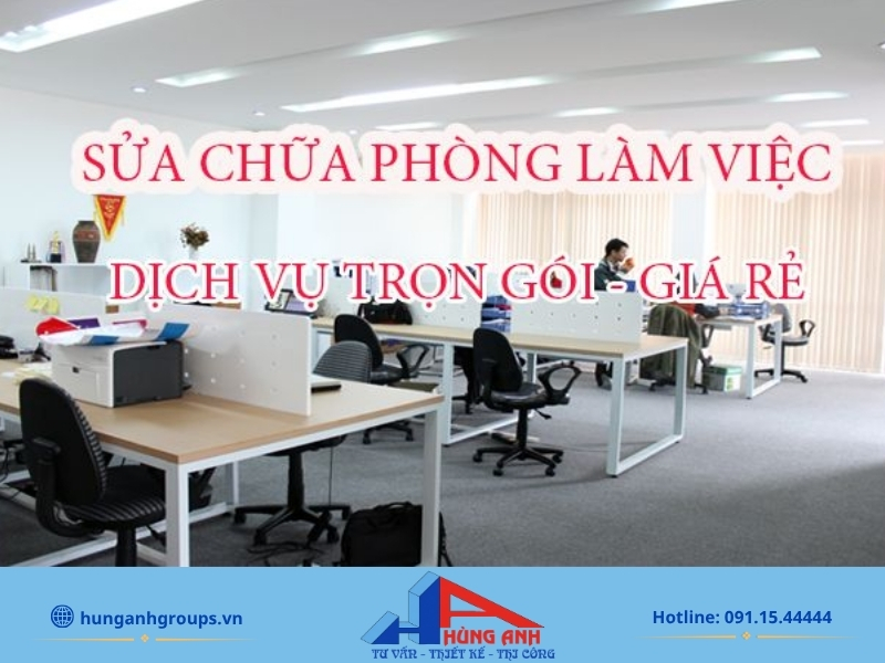 Đóng trần thạch cao và lăn sơn bả tường hoàn thiện cho văn phòng làm việc