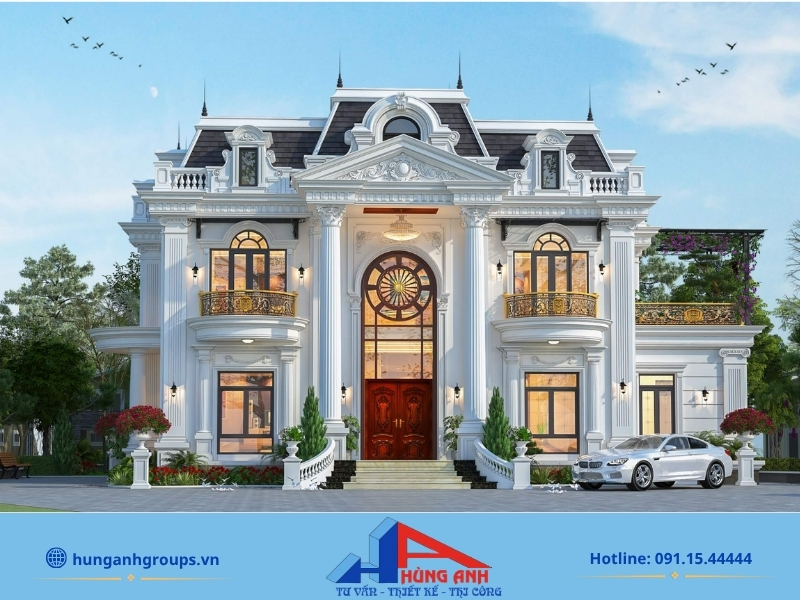 Thiết kế biệt thự 2 tầng tại Hà Nội | Mẫu đẹp, xu hướng 2026 Mẫu biệt thự 2 tầng kiến trúc cổ điển kiểu Pháp đẳng cấp thượng lưu