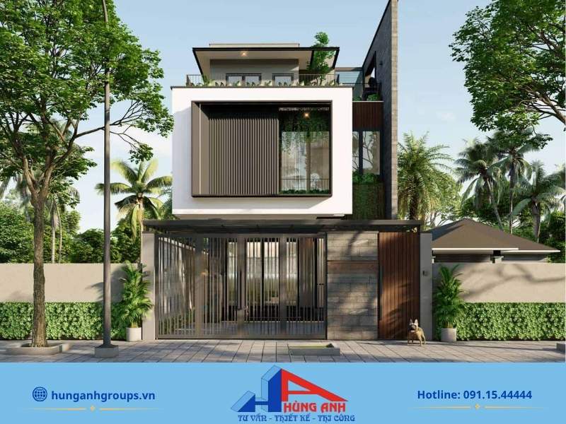 49+ Mẫu nhà phố 2 tầng đẹp tối ưu công năng tại Hà Nội Nhà phố 2 tầng 1 tum hiện đại, giải pháp mở rộng không gian tối ưu