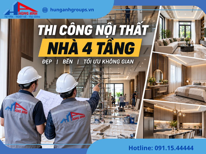 Thi công nội thất nhà 4 tầng