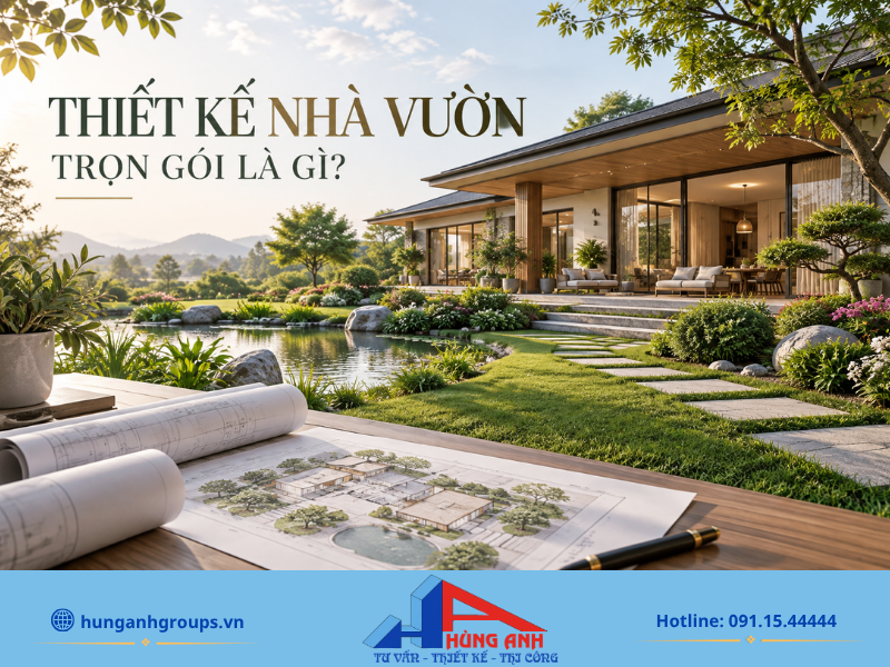 Không gian sống xanh mát, tiện nghi được hiện thực hóa nhờ giải pháp thiết kế nhà vườn trọn gói.