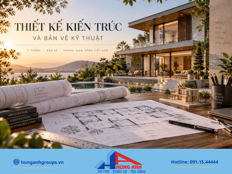 Bản vẽ phối cảnh 3D và kiến trúc chi tiết giúp gia chủ dễ dàng hình dung tổng thể ngôi nhà tương lai.