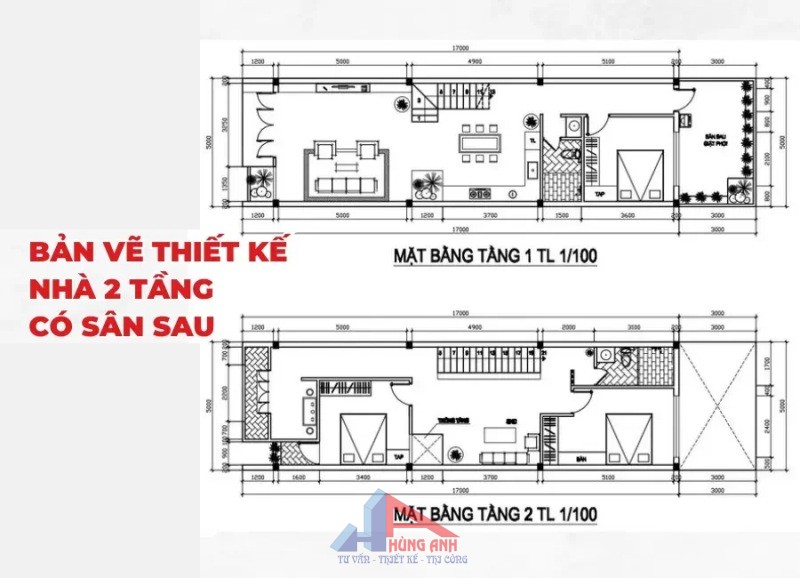 bản vẽ mặt bằng 2 tầng