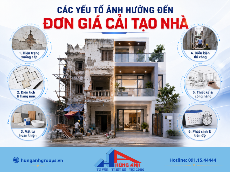 Đơn Giá Cải Tạo Nhà 2026: Bảng Giá Chi Tiết Từng Hạng Mục cac yeu to anh huong den don gia cai tao nha