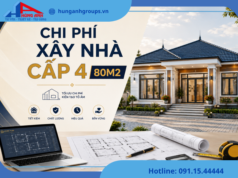 chi phí xây nhà cấp 4 80m2