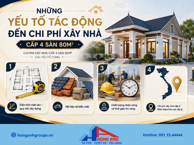 Phối cảnh mẫu nhà cấp 4 diện tích 80m2 hiện đại, tối ưu không gian và chi phí xây dựng.