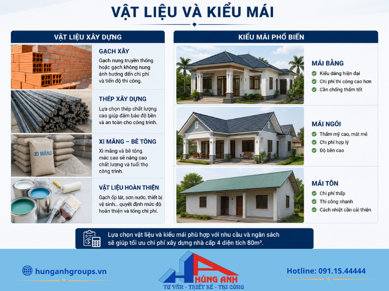 Việc lựa chọn kiểu mái (mái Thái, mái Nhật, mái tôn) và chất lượng vật tư sẽ quyết định lớn đến tổng chi phí hoàn thiện.