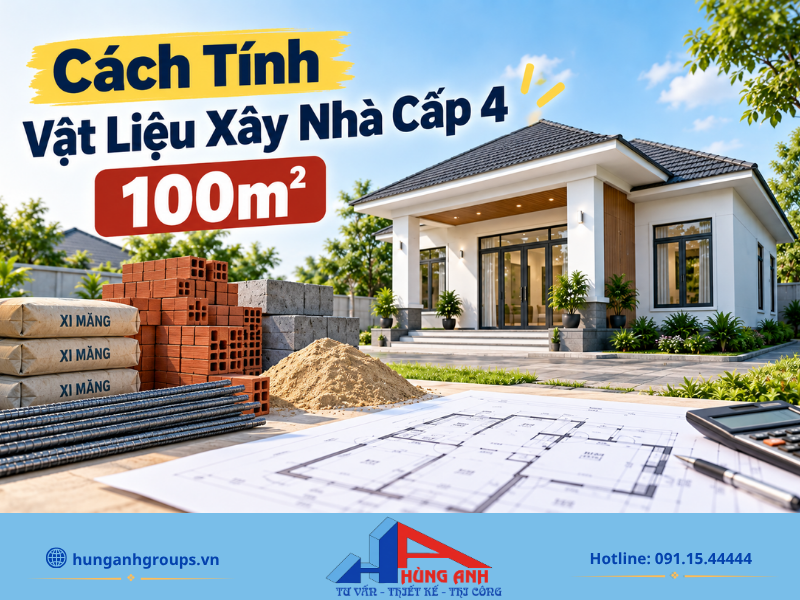 Chi phí xây nhà cấp 4 100m2 chi tiết, bảng dự toán chính xác và đầy đủ 2026 Biết cách ước tính chi tiết khối lượng các loại vật liệu như gạch, xi măng, thép sẽ giúp gia chủ chủ động kiểm soát ngân sách và đối chiếu với dự toán của nhà thầu.