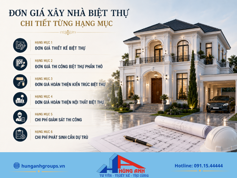 Bóc tách chi tiết đơn giá theo từng hạng mục thiết kế và thi công giúp dễ dàng kiểm soát dòng tiền, hạn chế phát sinh.