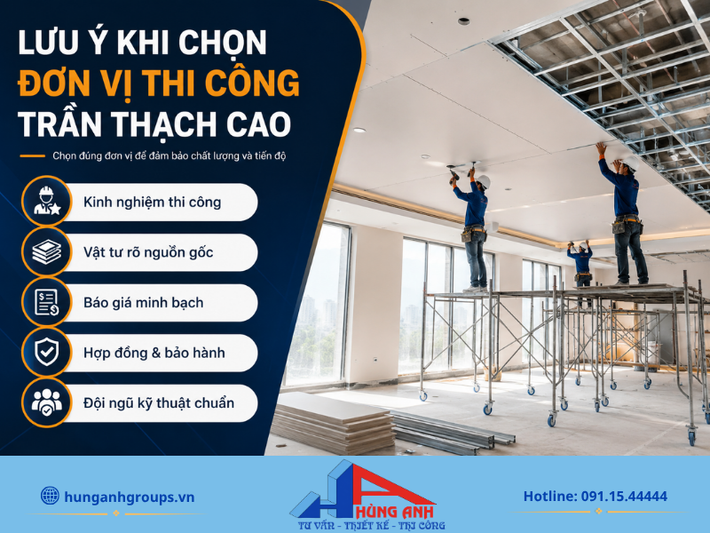 Giá Thi Công Trần Thạch Cao 2026 | Bảng Giá Chi Tiết Trọn Gói Lưu ý quan trọng khi chọn đơn vị thi công trần thạch cao