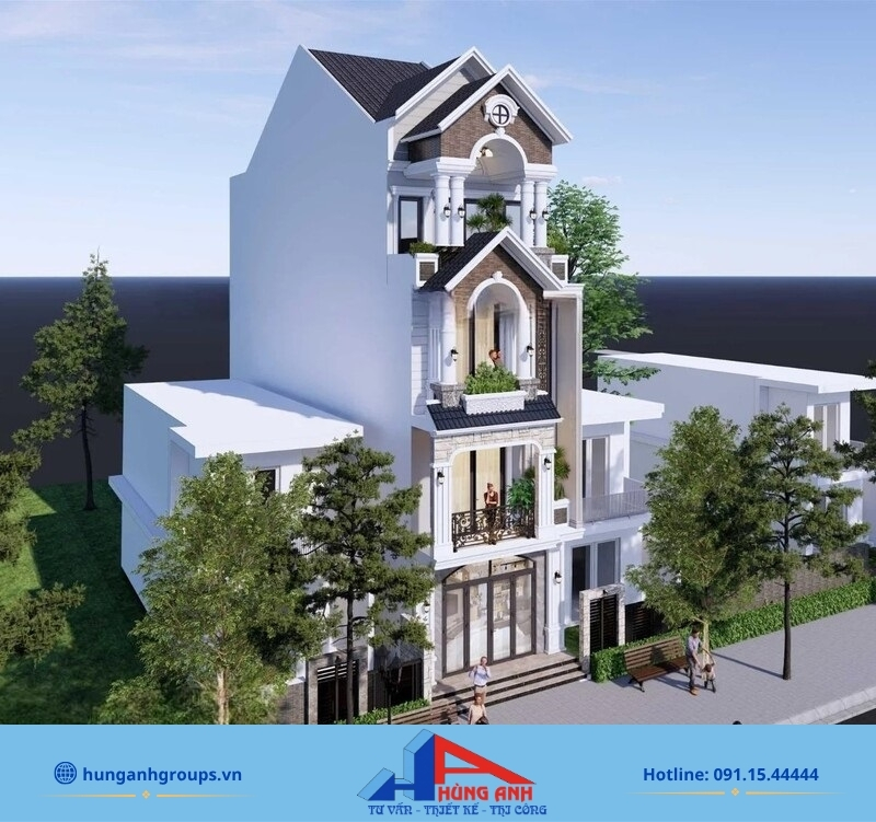 Mẫu thiết kế thi công nhà ống 4 tầng liền kề trọn gói tại Hà Nội