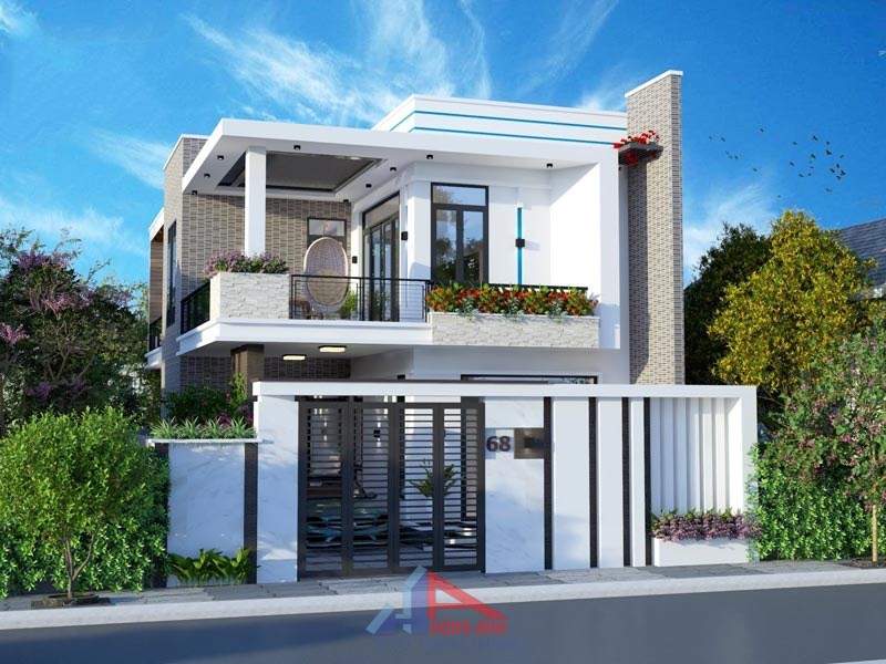 nhà 2 tầng trên phố hiện đại