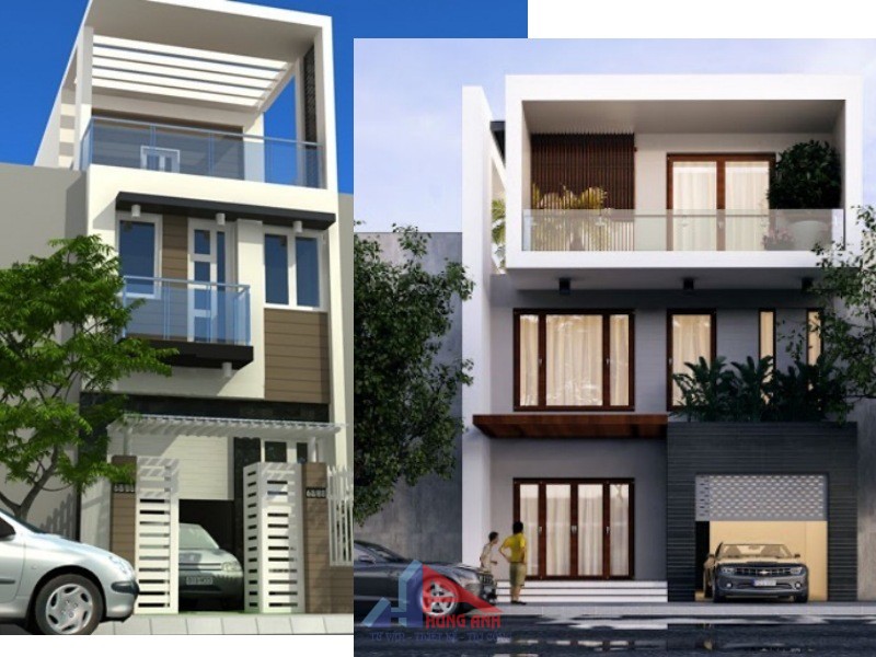 nhà ống có gara ô tô bên trong