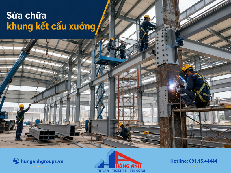 Sửa Chữa Nhà Xưởng Trọn Gói 2026 – Đơn Giá Chi Tiết Gia cố, bảo dưỡng và sơn chống gỉ khung kết cấu thép là hạng mục quan trọng giúp duy trì độ bền và sự ổn định dài hạn cho công trình.