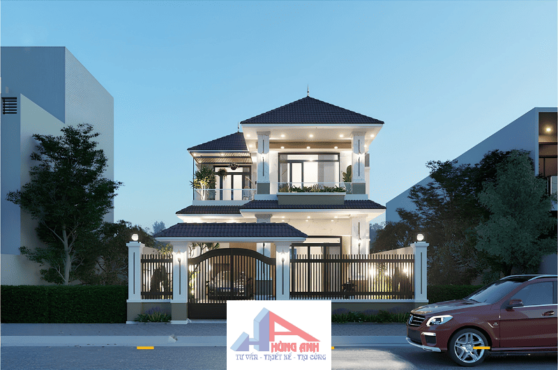Mẫu biệt thự 2 tầng mái nhật đẹp