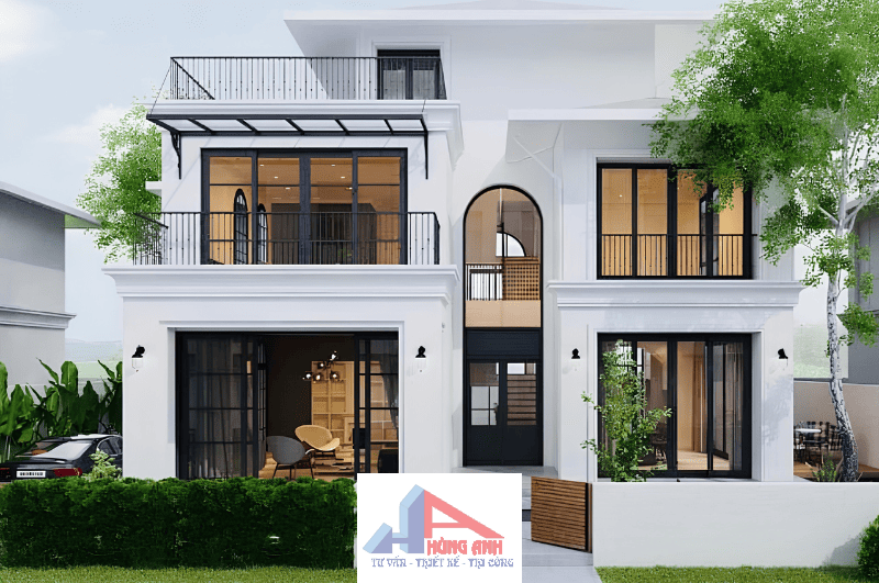Mẫu biệt thự 2 tầng hiện đại mặt tiền đẹp