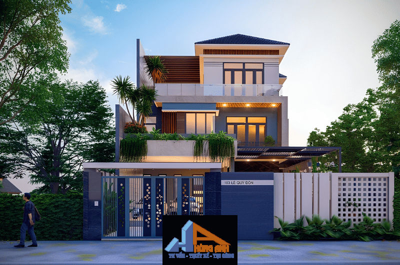 Mẫu biệt thự 2 tầng mái nhật hiện đại