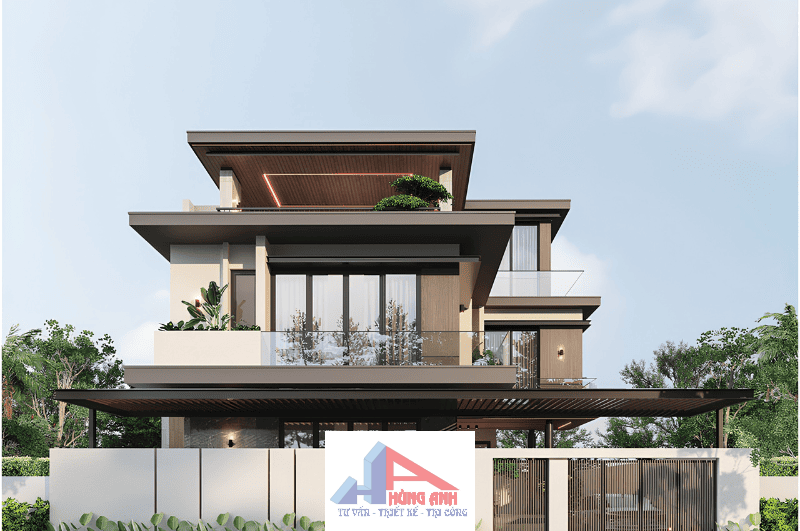 Mẫu biệt thự 2 tầng mái bằng sang trọng