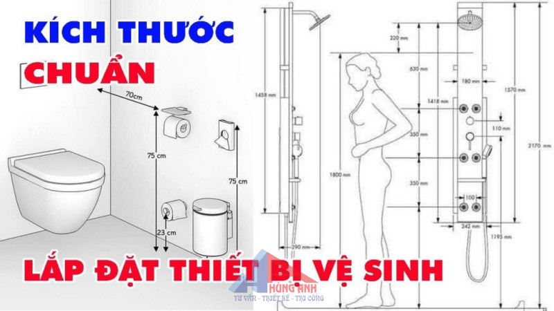 kích thước tiêu chuẩn lắp thiết bị vệ sinh