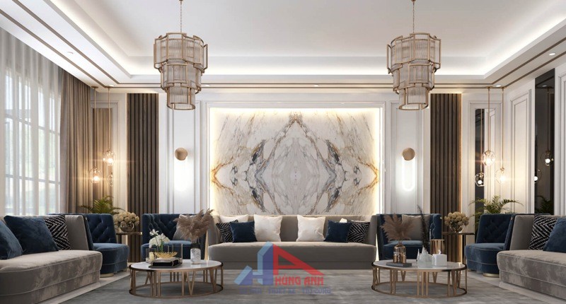 thiết kế phòng khách tân cổ điển