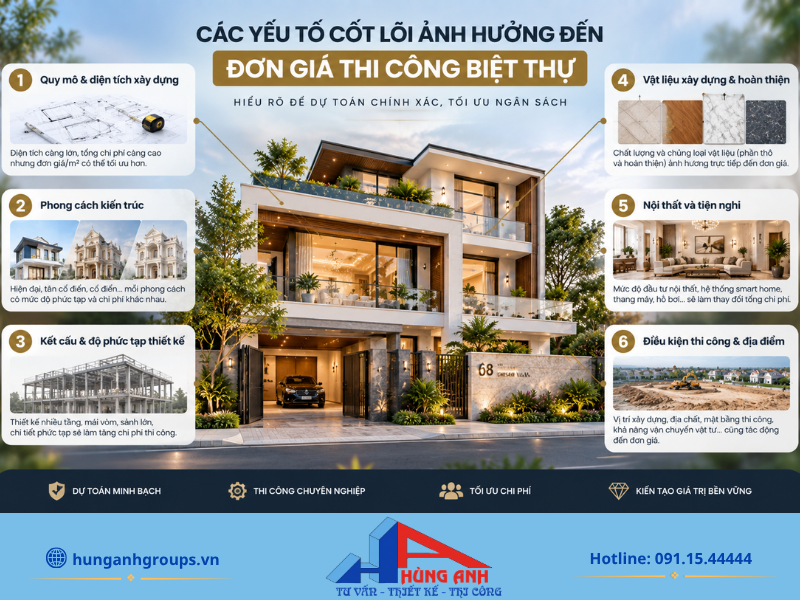 Mức độ tinh xảo của các chi tiết hoa văn ngoại thất là một trong những yếu tố quan trọng quyết định chi phí thi công.
