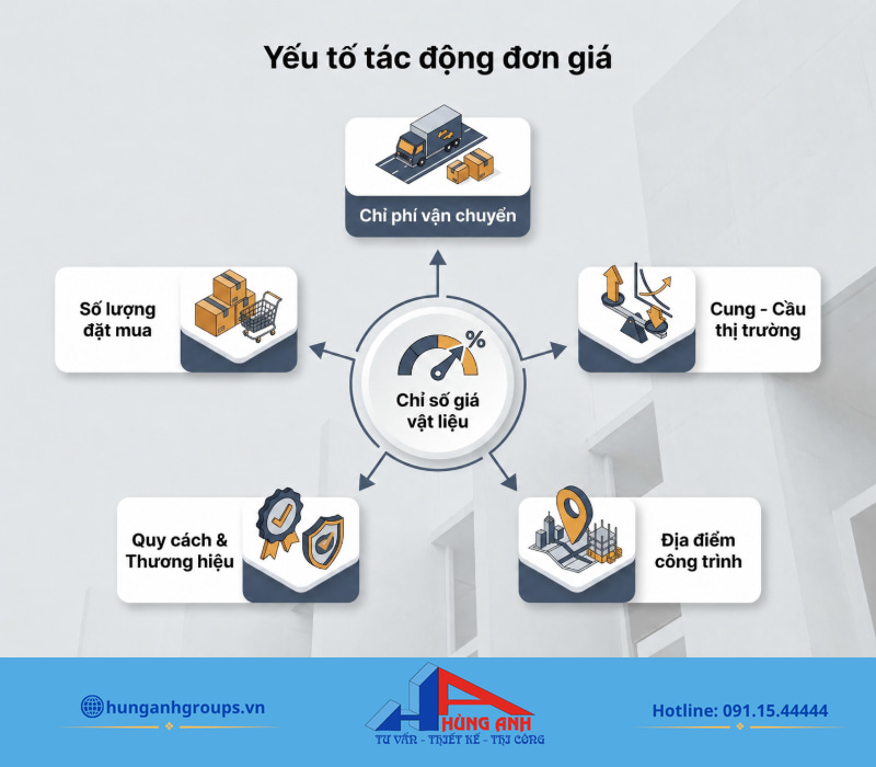 Bảng giá vật liệu xây dựng và cách tính chi phí thực tế Các biến số chính làm thay đổi giá vật tư thực tế so với bảng giá niêm yết ban đầu.