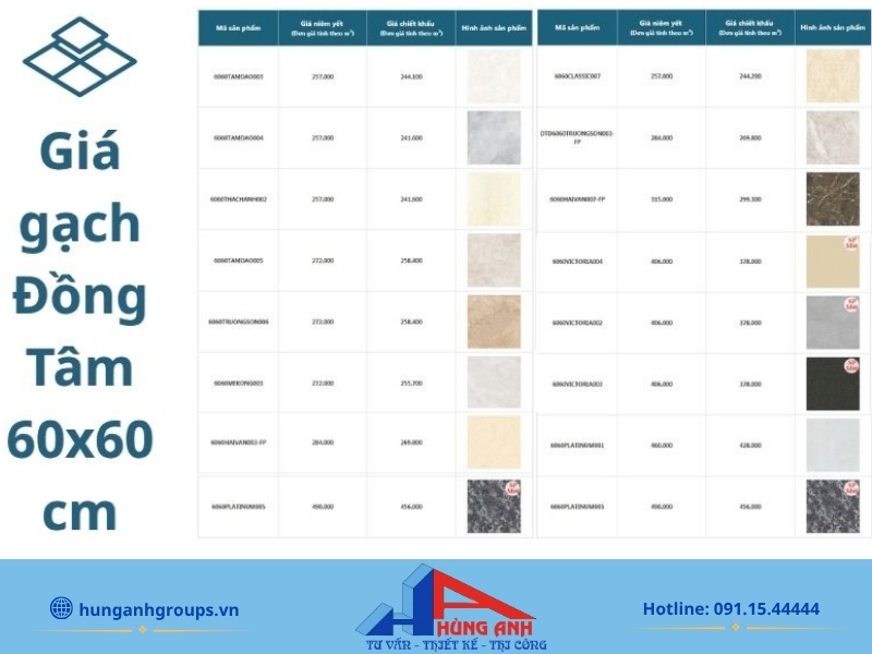 Bảng giá gạch lát nền Đồng Tâm chính hãng loại 1