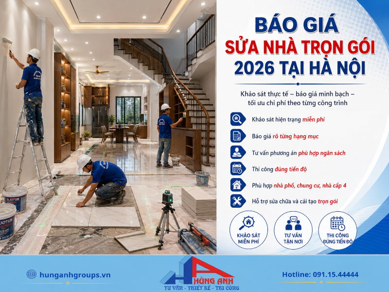 Báo giá cải tạo nhà phụ thuộc vào khối lượng thực tế và diện tích sàn, giúp gia chủ dễ dàng dự toán ngân sách trước khi thi công.