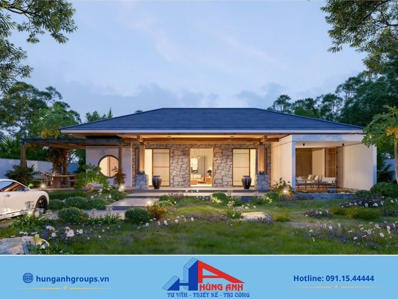 Mẫu biệt thự 1 tầng sân vườn
