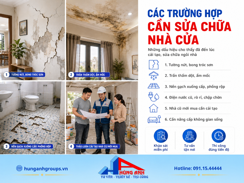 Sửa Nhà Trọn Gói Hà Nội – Dịch Vụ Sửa Chữa Nhà Uy Tín, Giá Rẻ 2026 Khảo sát và xác định đúng mức độ xuống cấp, thấm dột hay lỗi hệ thống điện nước giúp đưa ra phương án cải tạo an toàn và hạn chế phát sinh chi phí.