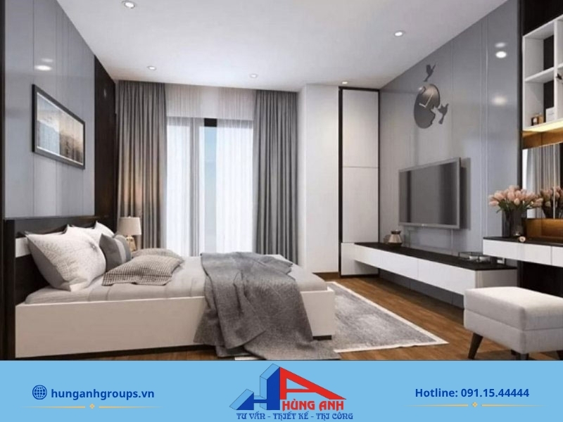 Hệ trần thạch cao phẳng tối giản, giúp mở rộng không gian trực quan.