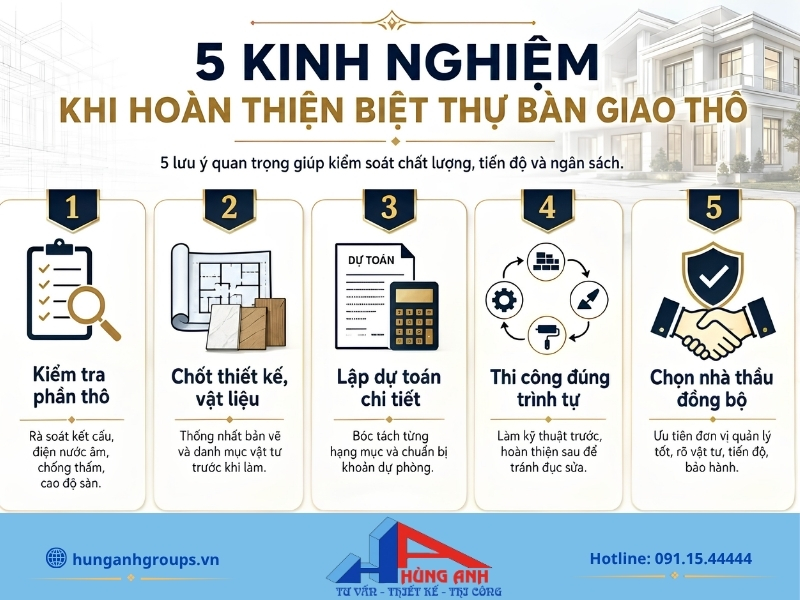 Hoàn thiện biệt thự trọn gói báo giá theo hạng mục 2026 Dịch vụ hoàn thiện biệt thự tại Hà Nội