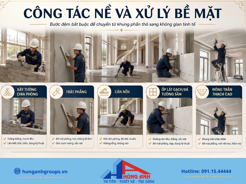 Hoàn thiện biệt thự trọn gói báo giá theo hạng mục 2026 Thi công hoàn thiện biệt thự