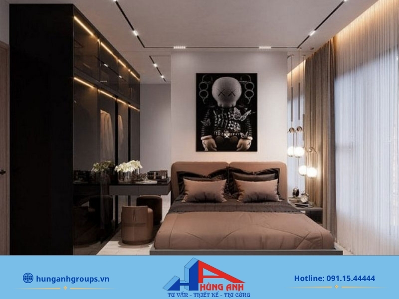 Thiết kế phòng ngủ chung cư đẹp & hiện đại Hùng Anh Groups thi công nội thất phòng ngủ chung cư trọn gói minh bạch vật tư theo từng diện tích tại Hà Nội