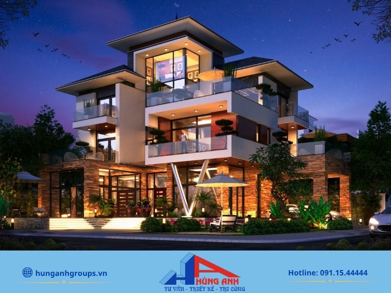 188+ Mẫu thiết kế biệt thự đẹp, đẳng cấp kèm báo giá chi tiết 2026 Mẫu biệt thự hiện đại kết hợp hài hòa giữa kính, bê tông và vật liệu tự nhiên.