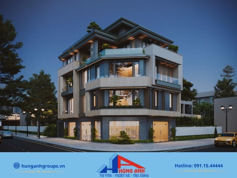 188+ Mẫu thiết kế biệt thự đẹp, đẳng cấp kèm báo giá chi tiết 2026 Biệt thự hiện đại sang trọng với ban công rộng và hệ mái được thiết kế tối giản.