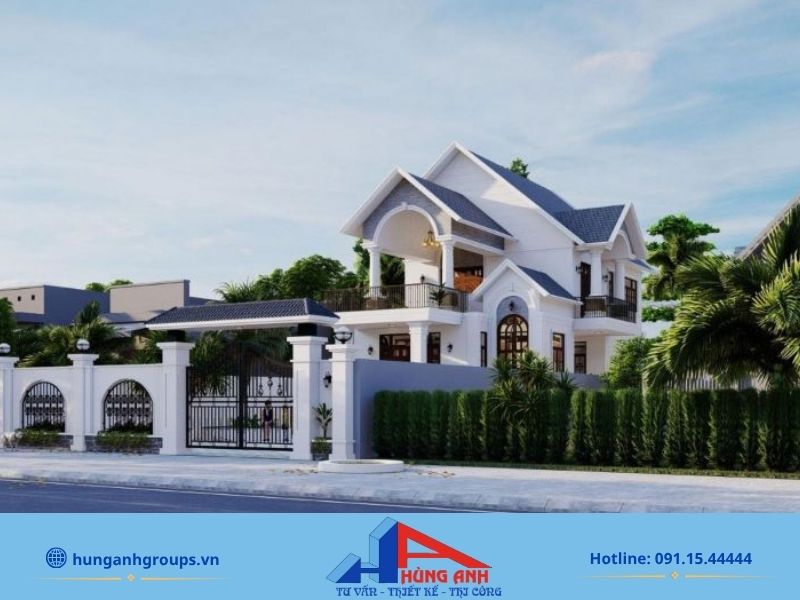 Thiết kế nhà 2 tầng mái Thái nổi bật